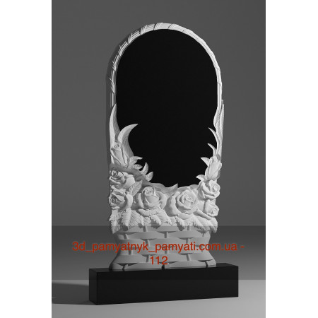 Купить резной памятник гранитный с розами корзина (120х60)