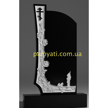  Купить резной памятник гранитный с розой серебряной (120х60)